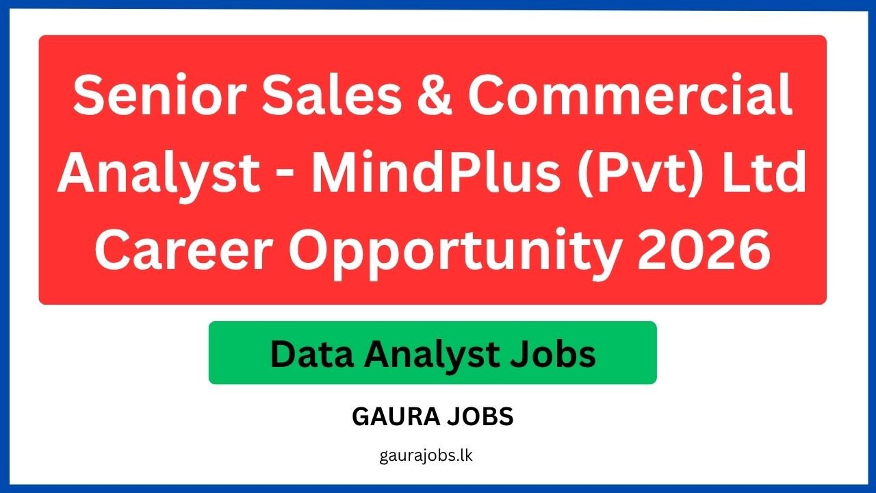 Senior Sales & Commercial Analyst - MindPlus (Pvt) Ltd Career Opportunity 2026