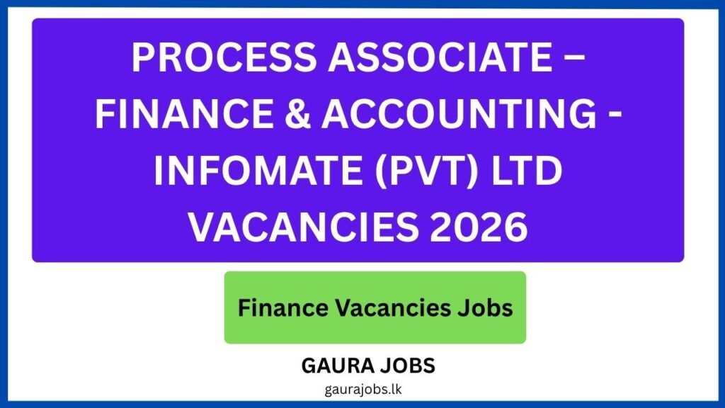 Process Associate – Finance & Accounting - Infomate (Pvt) Ltd Vacancies 2026